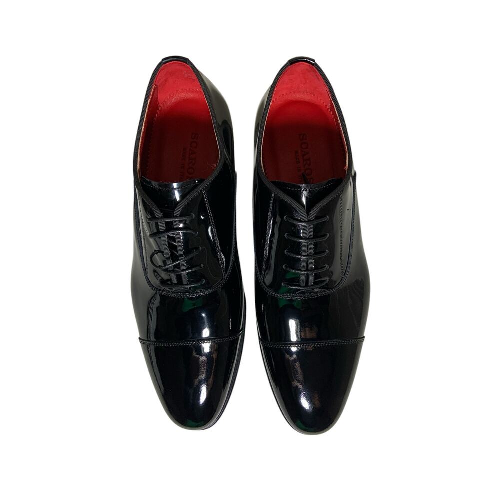 Men's Scarosso Rodrigo Oxfords Patent Leather Dress Shoes Black Size 7 Eu 40